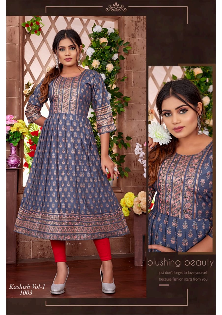 Kashish Vol 1 Fancy Designer Wholesale Anarkali Kurtis Catalog
